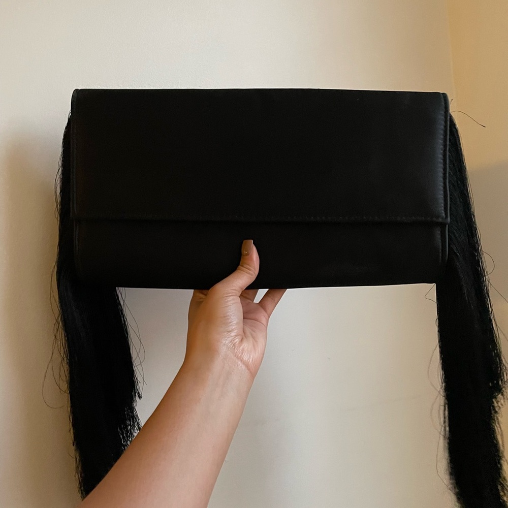 AKIRA Black Fringe Clutch
